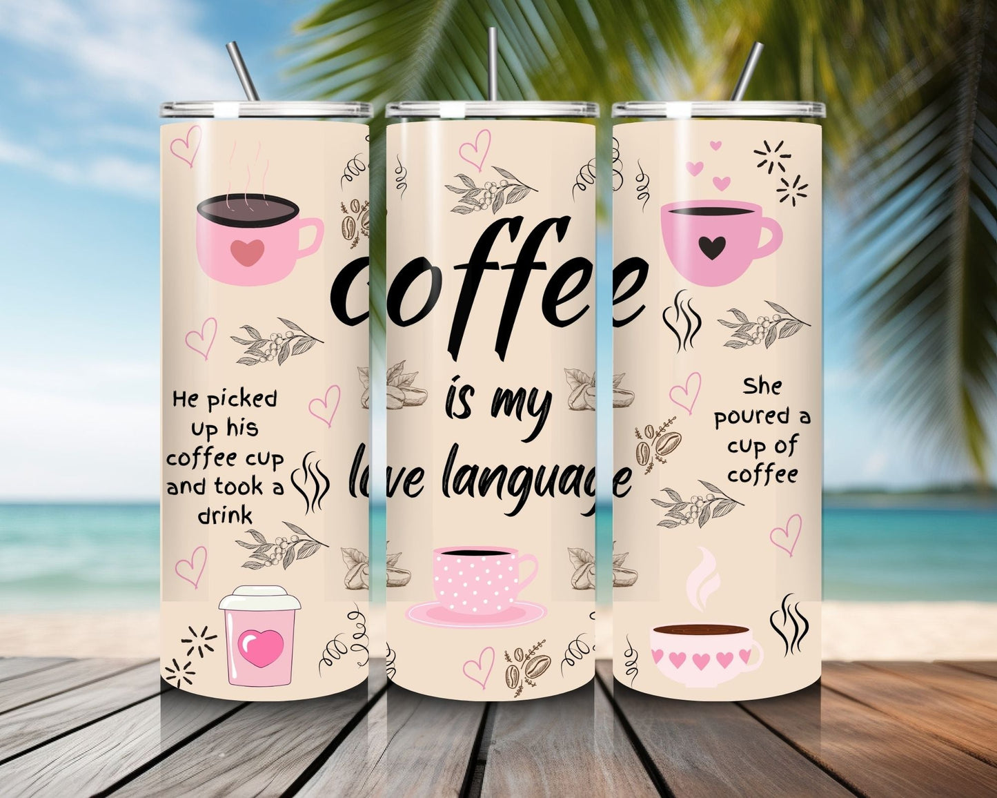 20 oz Skinny Coffee Travel Tumbler with Lid and Straw - Sip and Swag #002