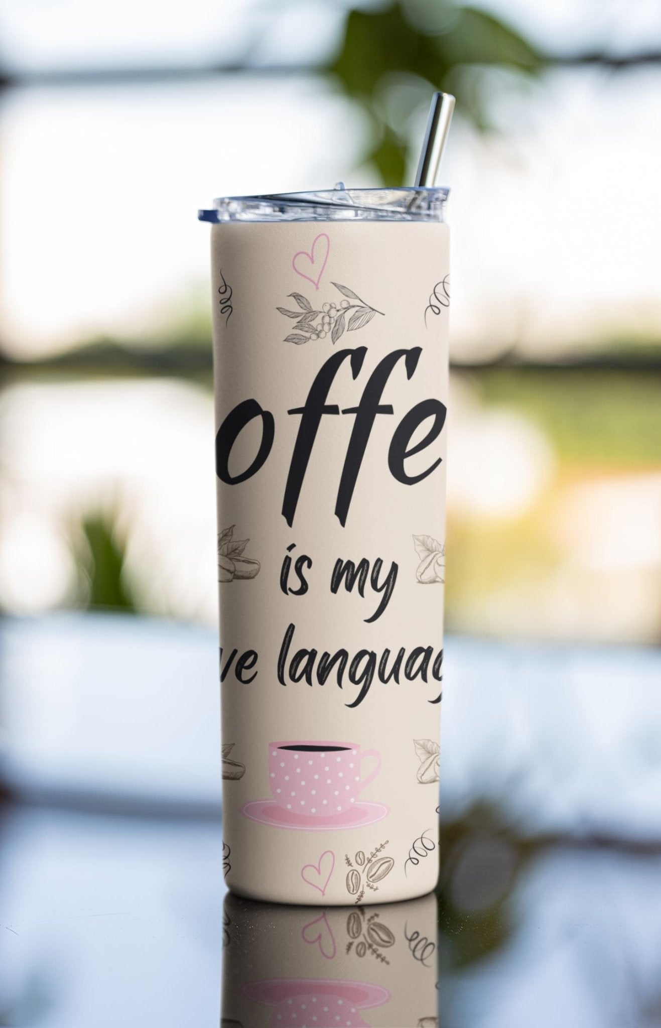 20 oz Skinny Coffee Travel Tumbler with Lid and Straw - Sip and Swag #002