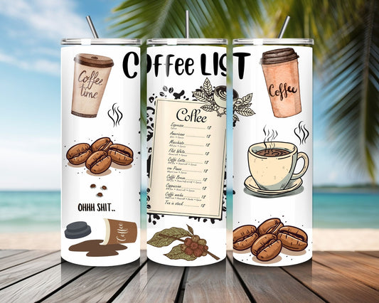 20 oz Skinny Coffee Travel Tumbler with Lid and Straw - Sip and Swag #003