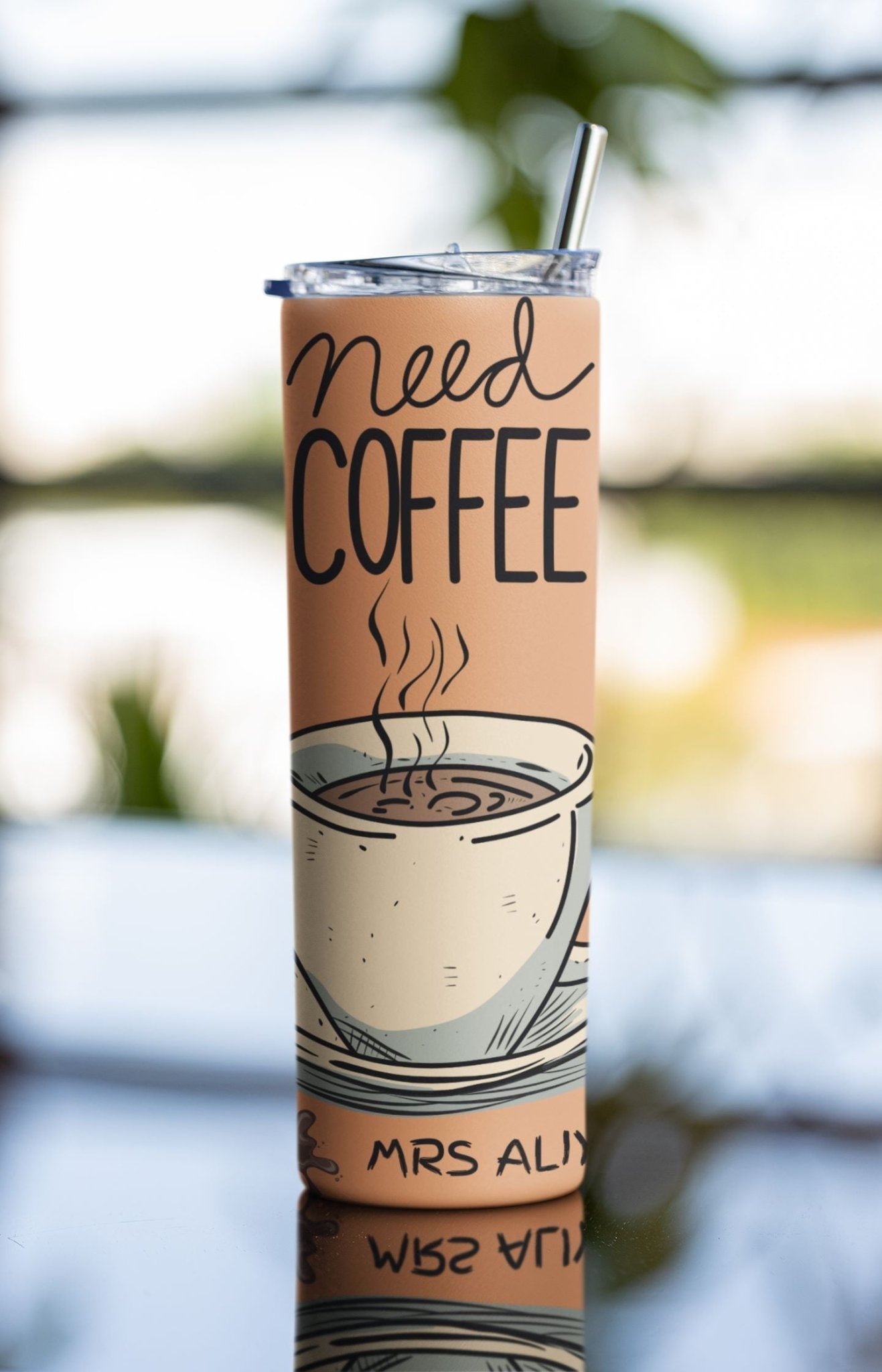 20 oz Skinny Coffee Travel Tumbler with Lid and Straw - Sip and Swag #005