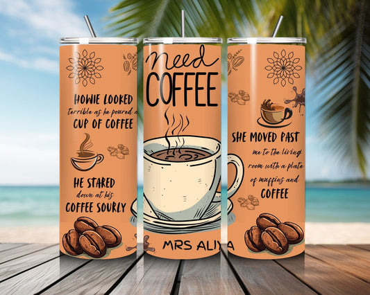 20 oz Skinny Coffee Travel Tumbler with Lid and Straw - Sip and Swag #005