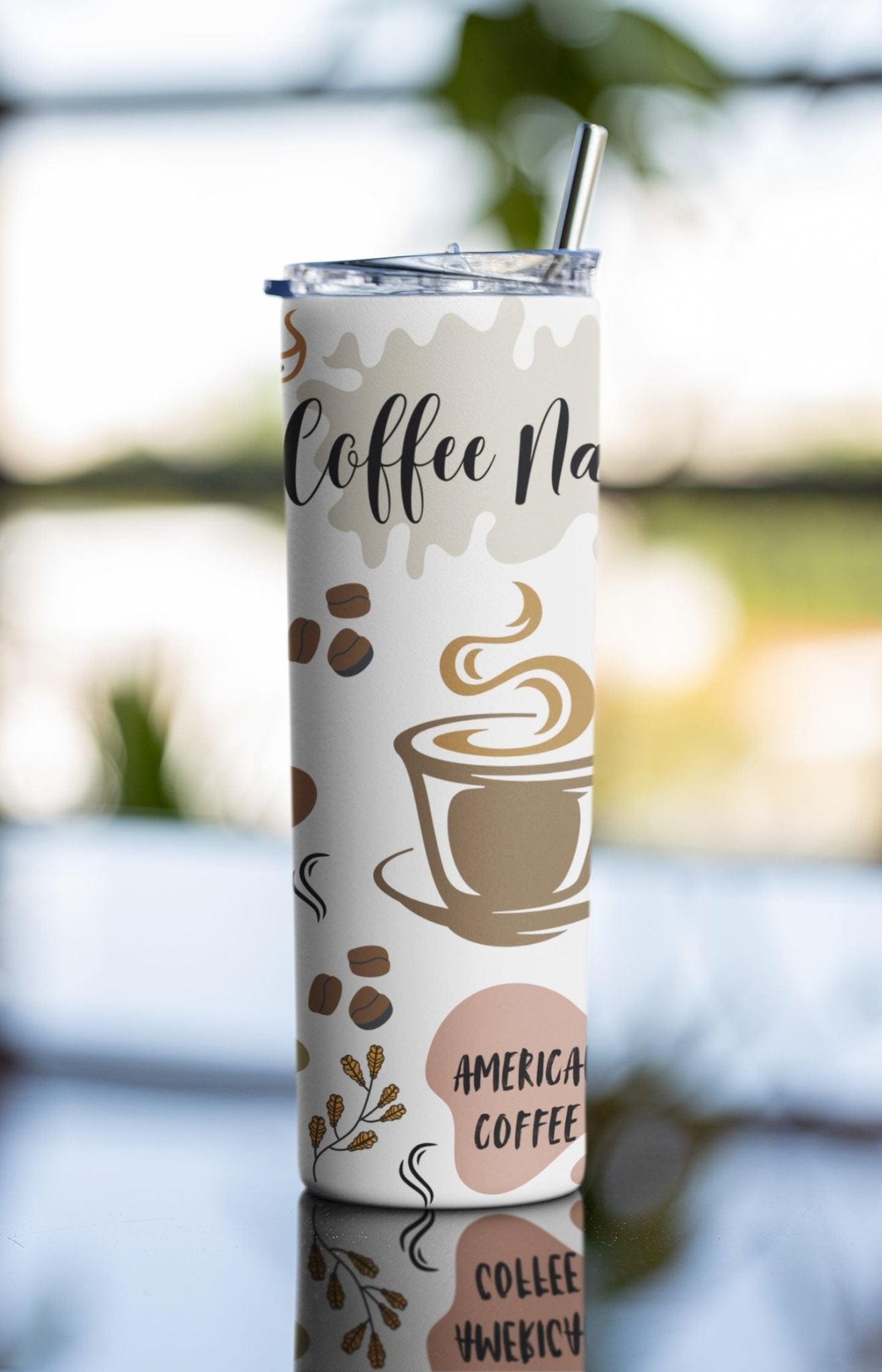 20 oz Skinny Coffee Travel Tumbler with Lid and Straw - Sip and Swag #008