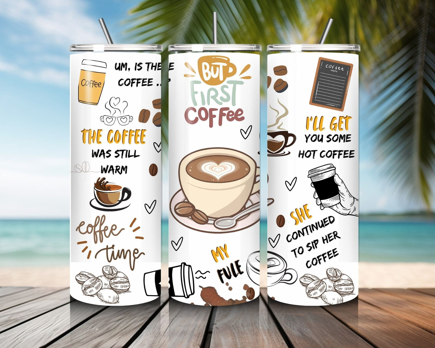 20 oz Skinny Coffee Travel Tumbler with Lid and Straw - Sip and Swag #009