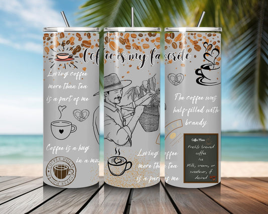 20 oz Skinny Coffee Travel Tumbler with Lid and Straw - Sip and Swag #010