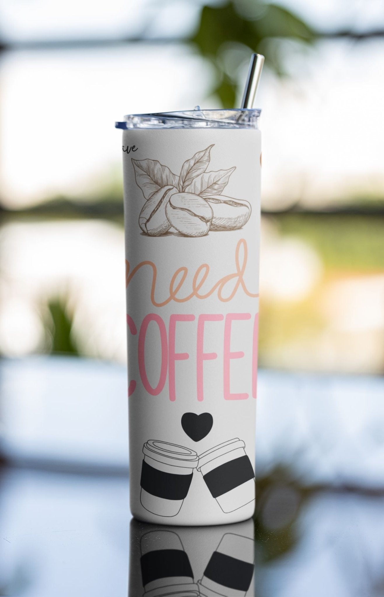 20 oz Skinny Coffee Travel Tumbler with Lid and Straw - Sip and Swag #013