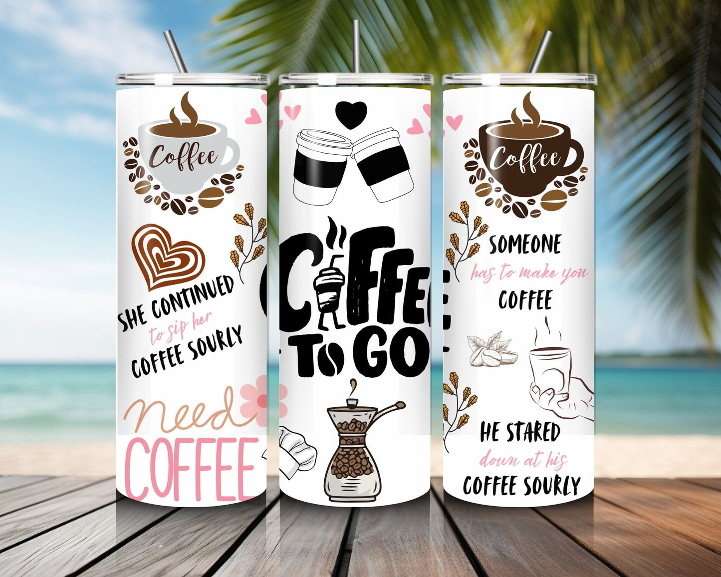 20 oz Skinny Coffee Travel Tumbler with Lid and Straw - Sip and Swag #014