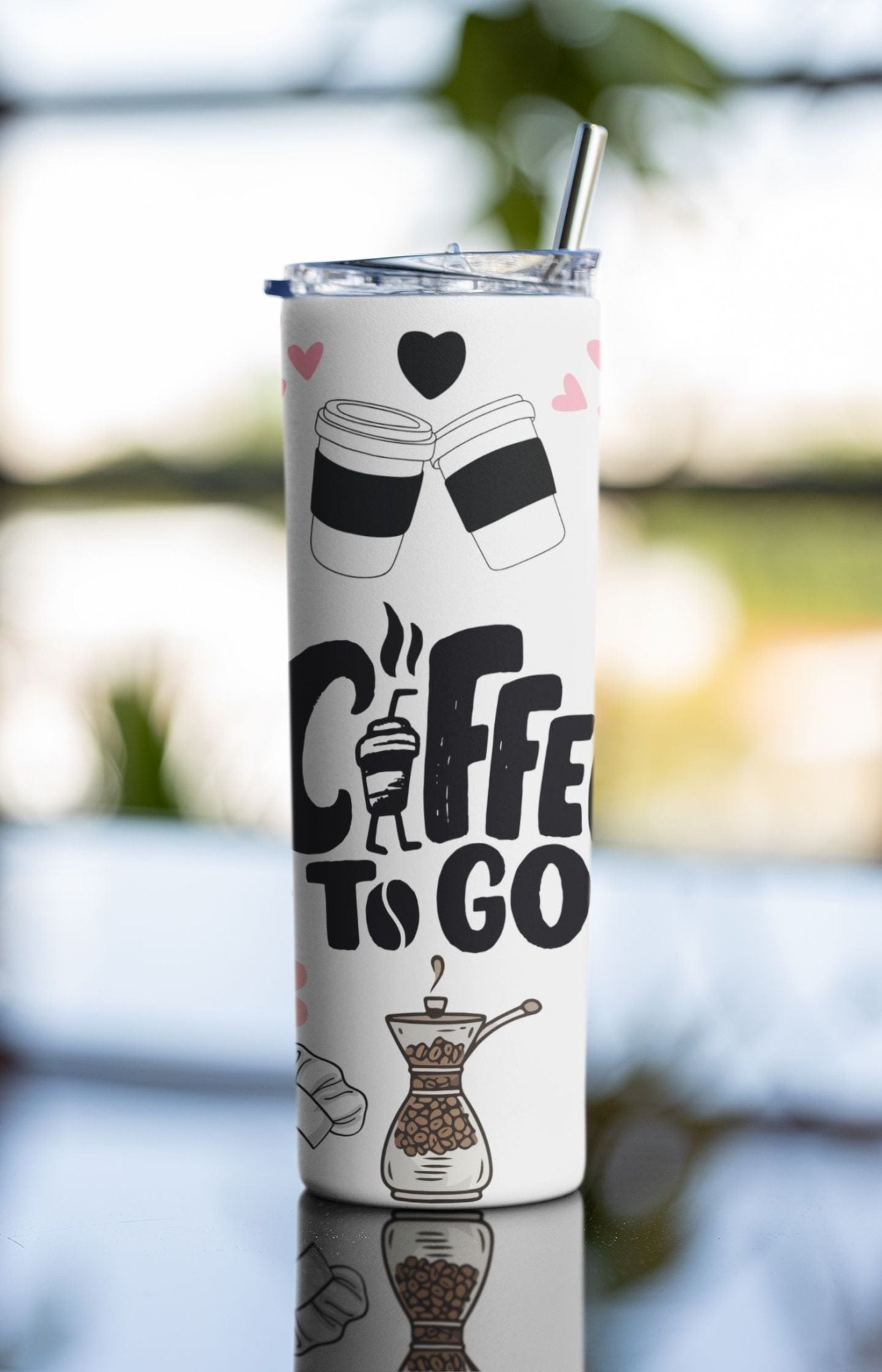 20 oz Skinny Coffee Travel Tumbler with Lid and Straw - Sip and Swag #014