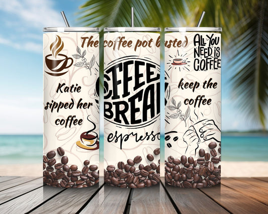 20 oz Skinny Coffee Travel Tumbler with Lid and Straw - Sip and Swag #016