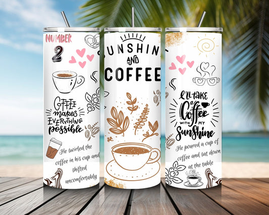 20 oz Skinny Coffee Travel Tumbler with Lid and Straw - Sip and Swag #017