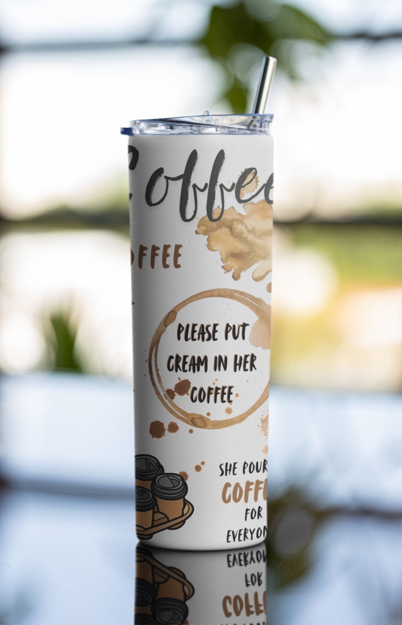 20 oz Skinny Coffee Travel Tumbler with Lid and Straw - Sip and Swag #018