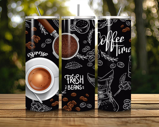 20 oz Skinny Coffee Travel Tumbler with Lid and Straw - Sip and Swag #019