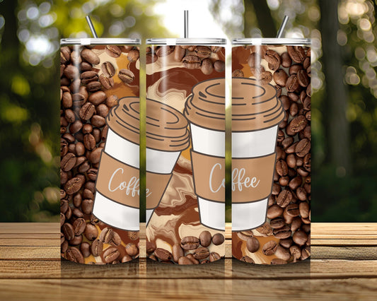 20 oz Skinny Coffee Travel Tumbler with Lid and Straw - Sip and Swag #021