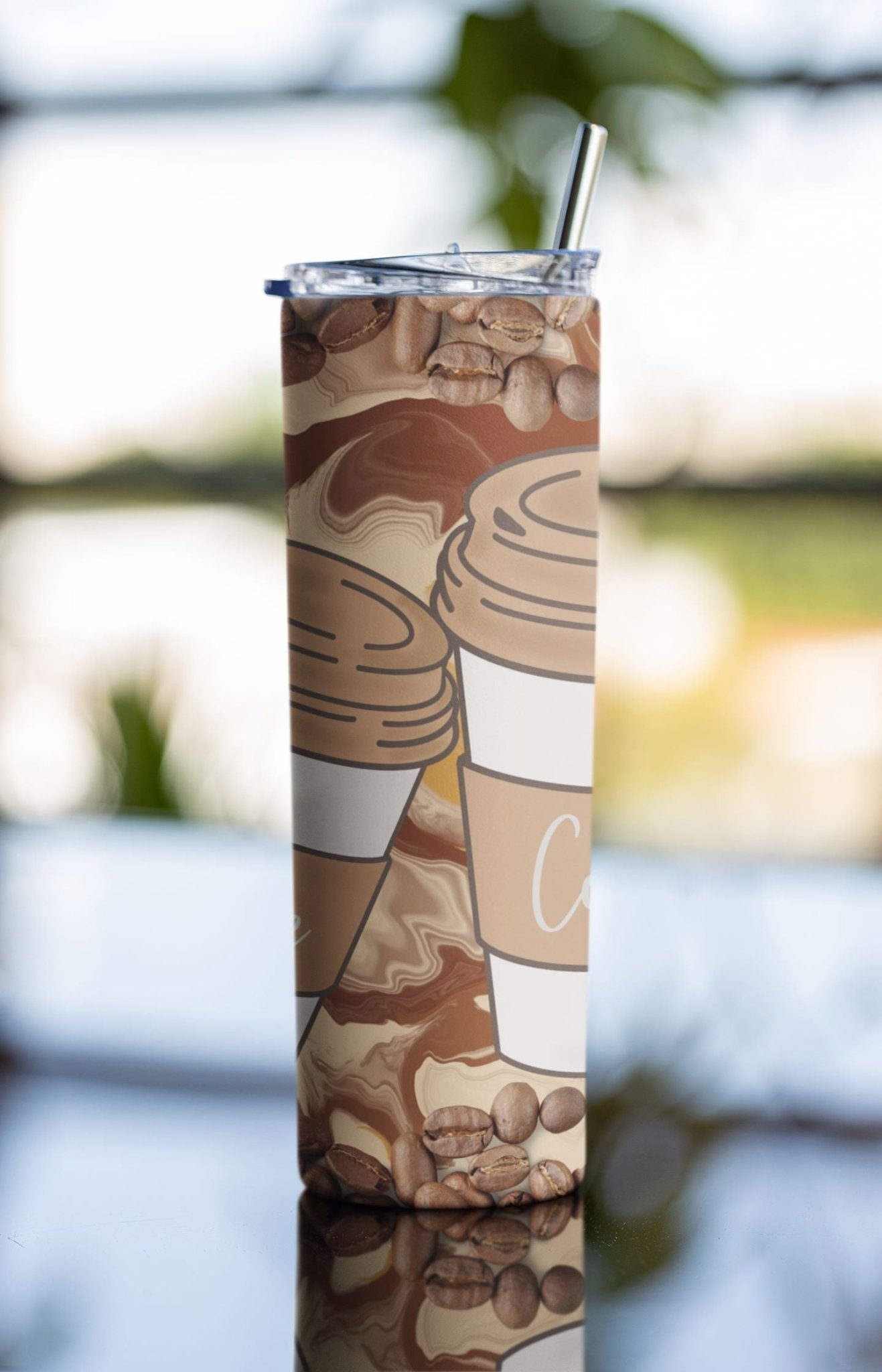 20 oz Skinny Coffee Travel Tumbler with Lid and Straw - Sip and Swag #021