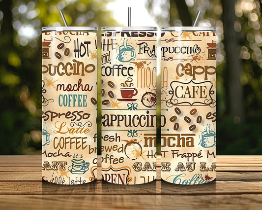 20 oz Skinny Coffee Travel Tumbler with Lid and Straw - Sip and Swag #022