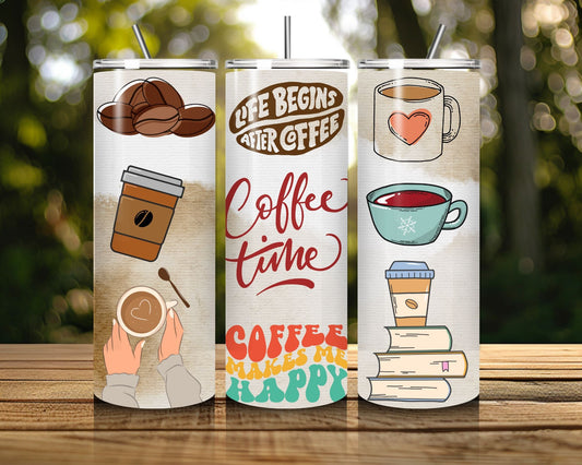 20 oz Skinny Coffee Travel Tumbler with Lid and Straw - Sip and Swag #023