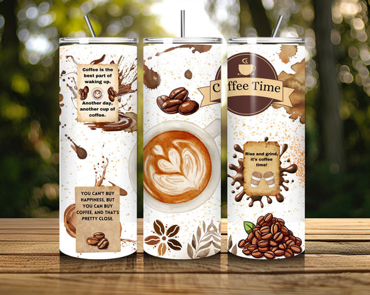 20 oz Skinny Coffee Travel Tumbler with Lid and Straw - Sip and Swag #025