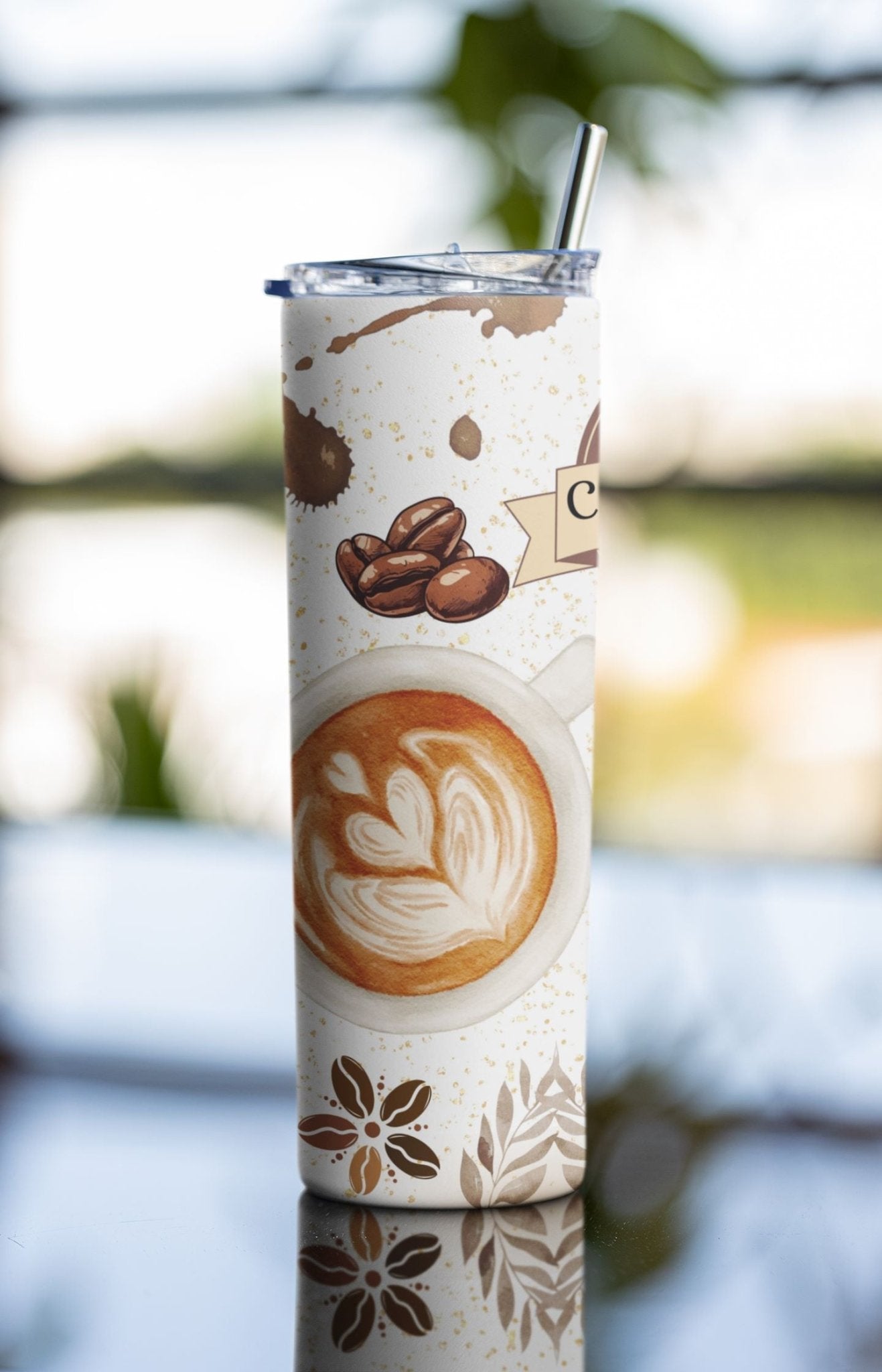 20 oz Skinny Coffee Travel Tumbler with Lid and Straw - Sip and Swag #025