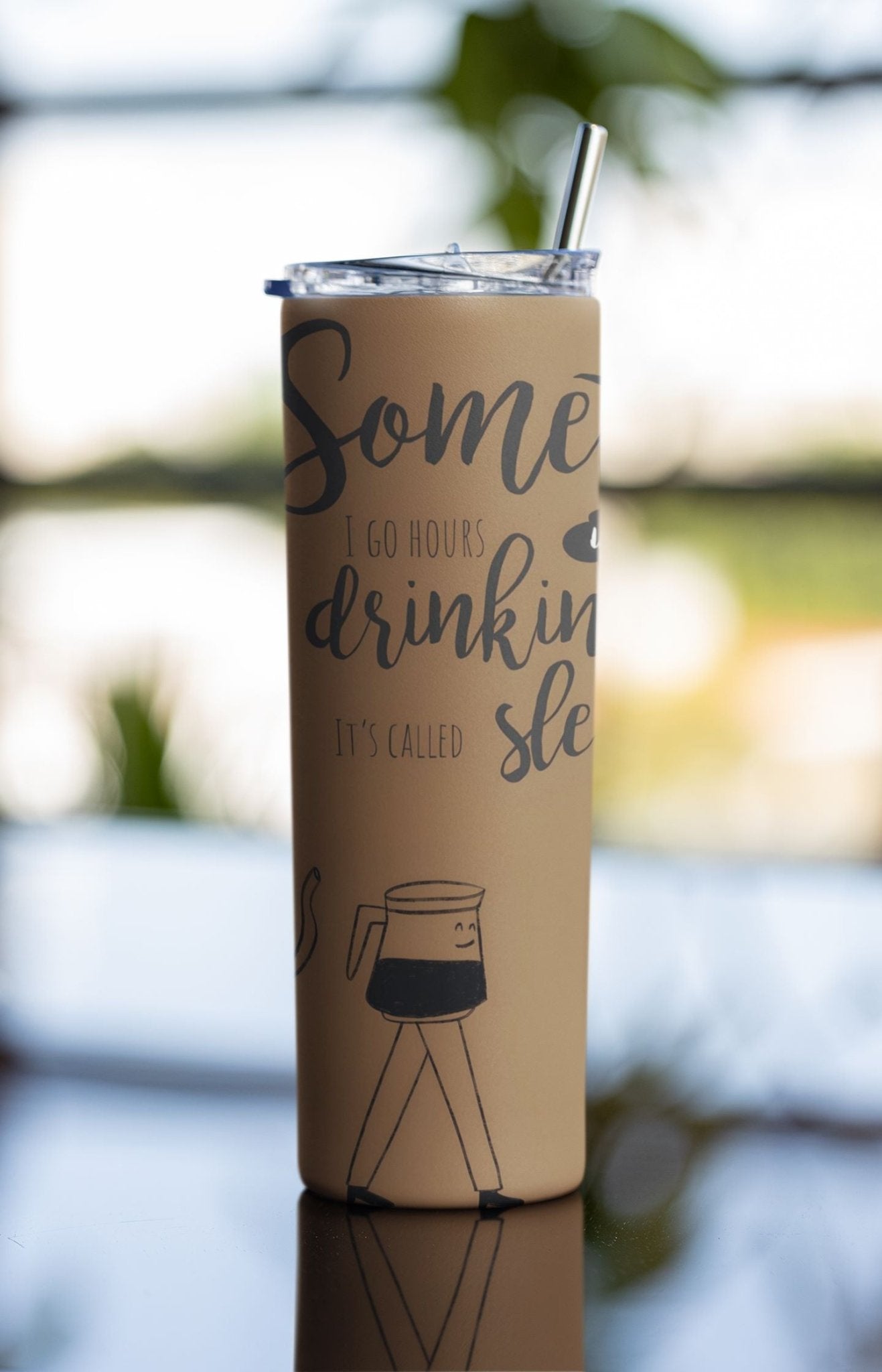 20 oz Skinny Coffee Travel Tumbler with Lid and Straw - Sip and Swag #028