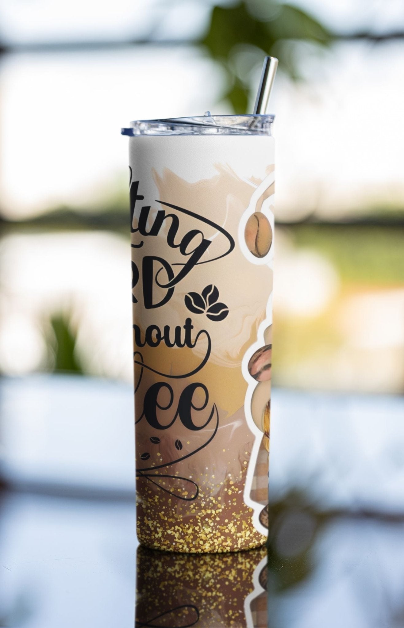 20 oz Skinny Coffee Travel Tumbler with Lid and Straw - Sip and Swag #029