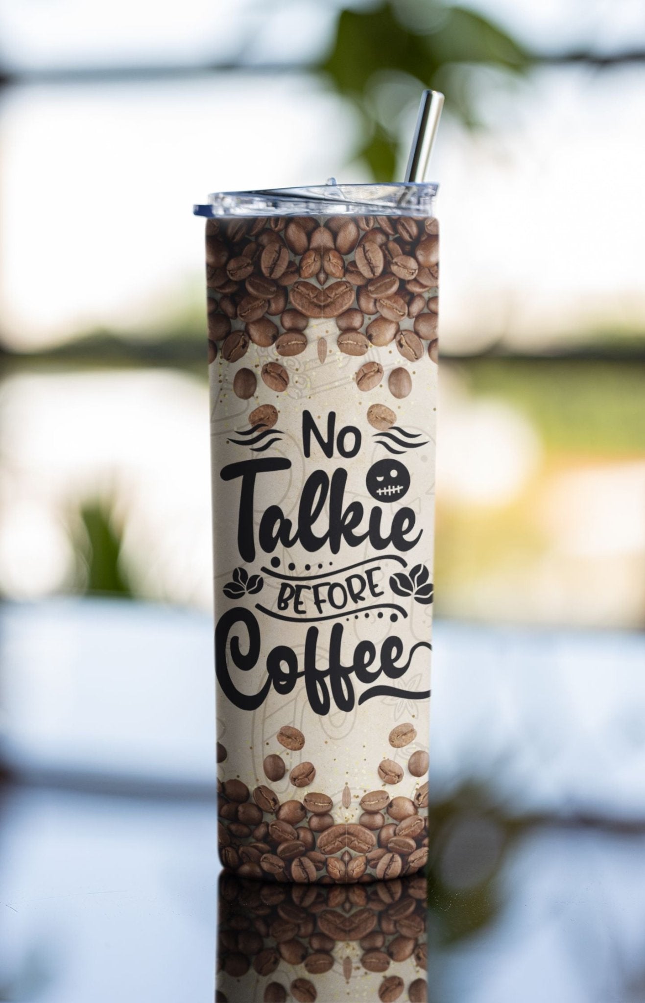 20 oz Skinny Coffee Travel Tumbler with Lid and Straw - Sip and Swag #030