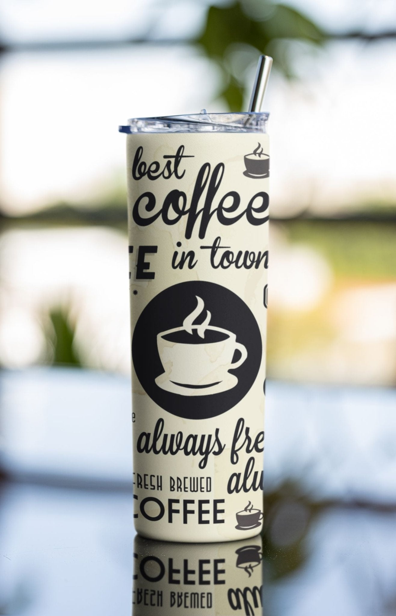 20 oz Skinny Coffee Travel Tumbler with Lid and Straw - Sip and Swag #031