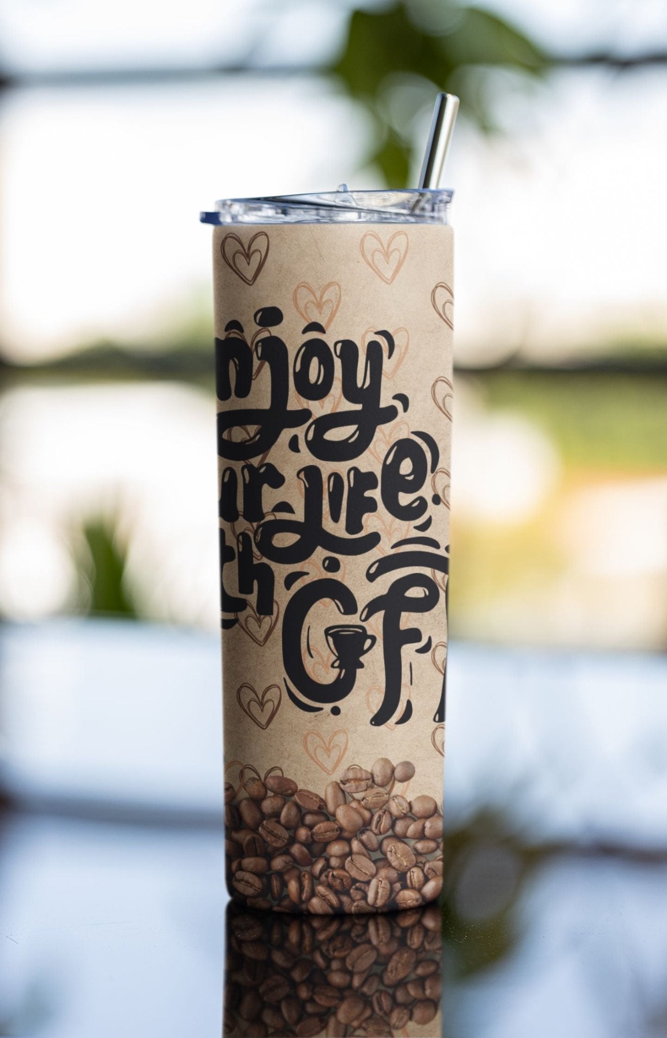 20 oz Skinny Coffee Travel Tumbler with Lid and Straw - Sip and Swag #033