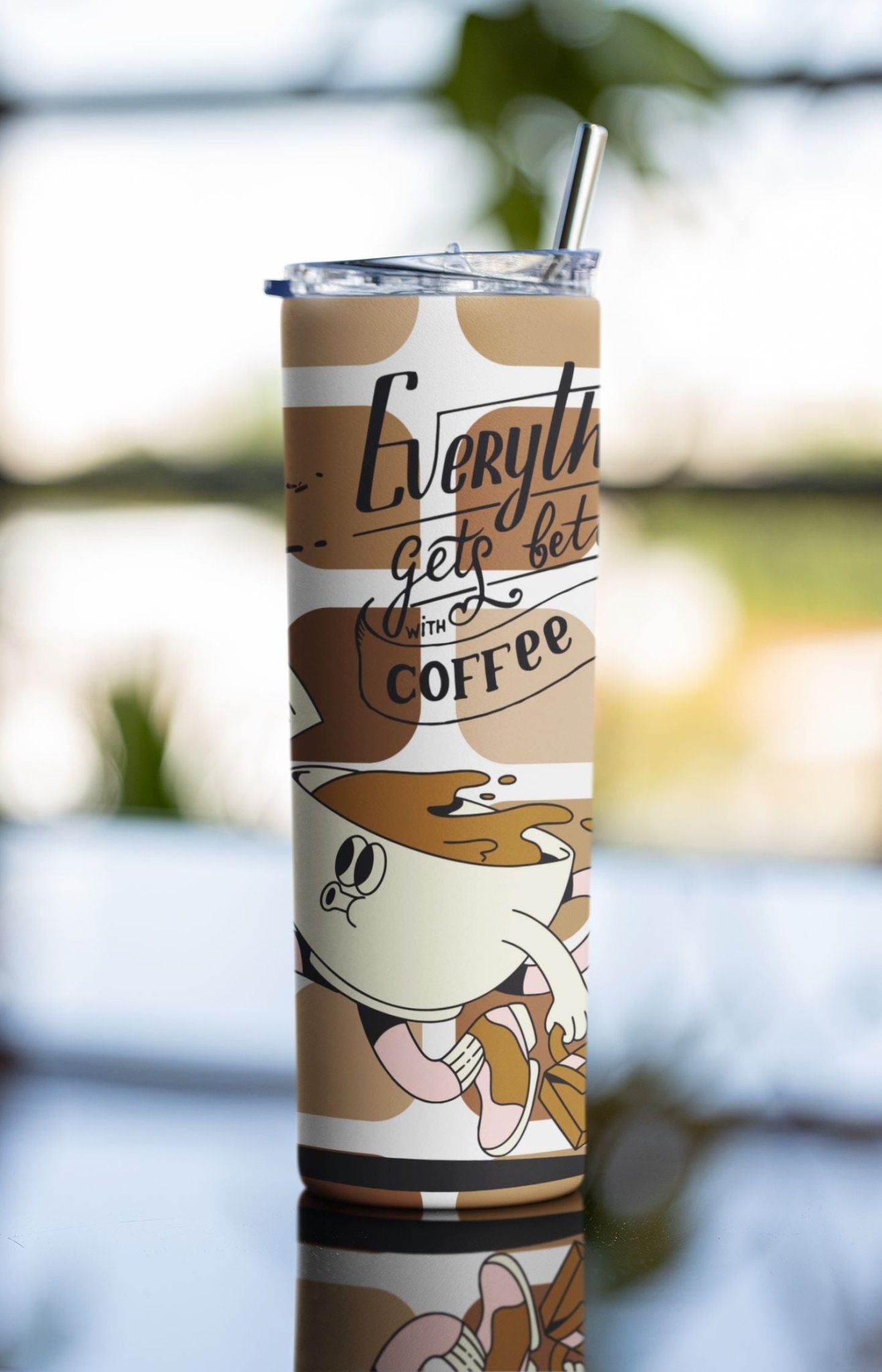 20 oz Skinny Coffee Travel Tumbler with Lid and Straw - Sip and Swag #036