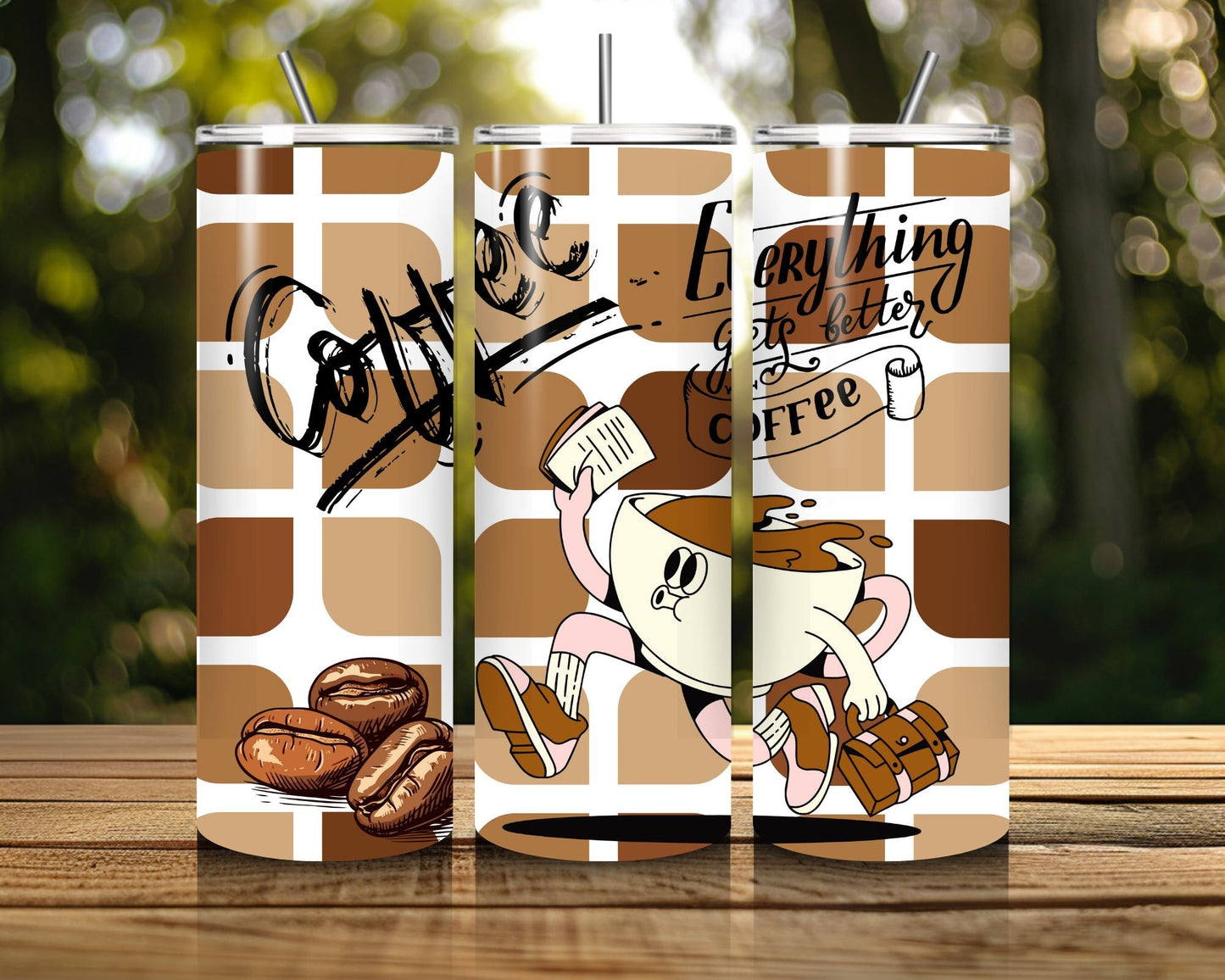 20 oz Skinny Coffee Travel Tumbler with Lid and Straw - Sip and Swag #036