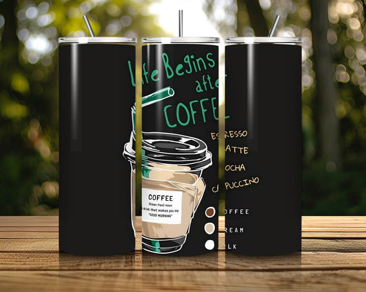 20 oz Skinny Coffee Travel Tumbler with Lid and Straw - Sip and Swag #037