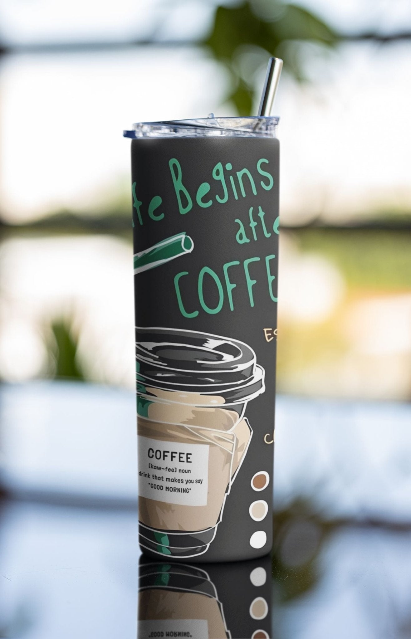 20 oz Skinny Coffee Travel Tumbler with Lid and Straw - Sip and Swag #037