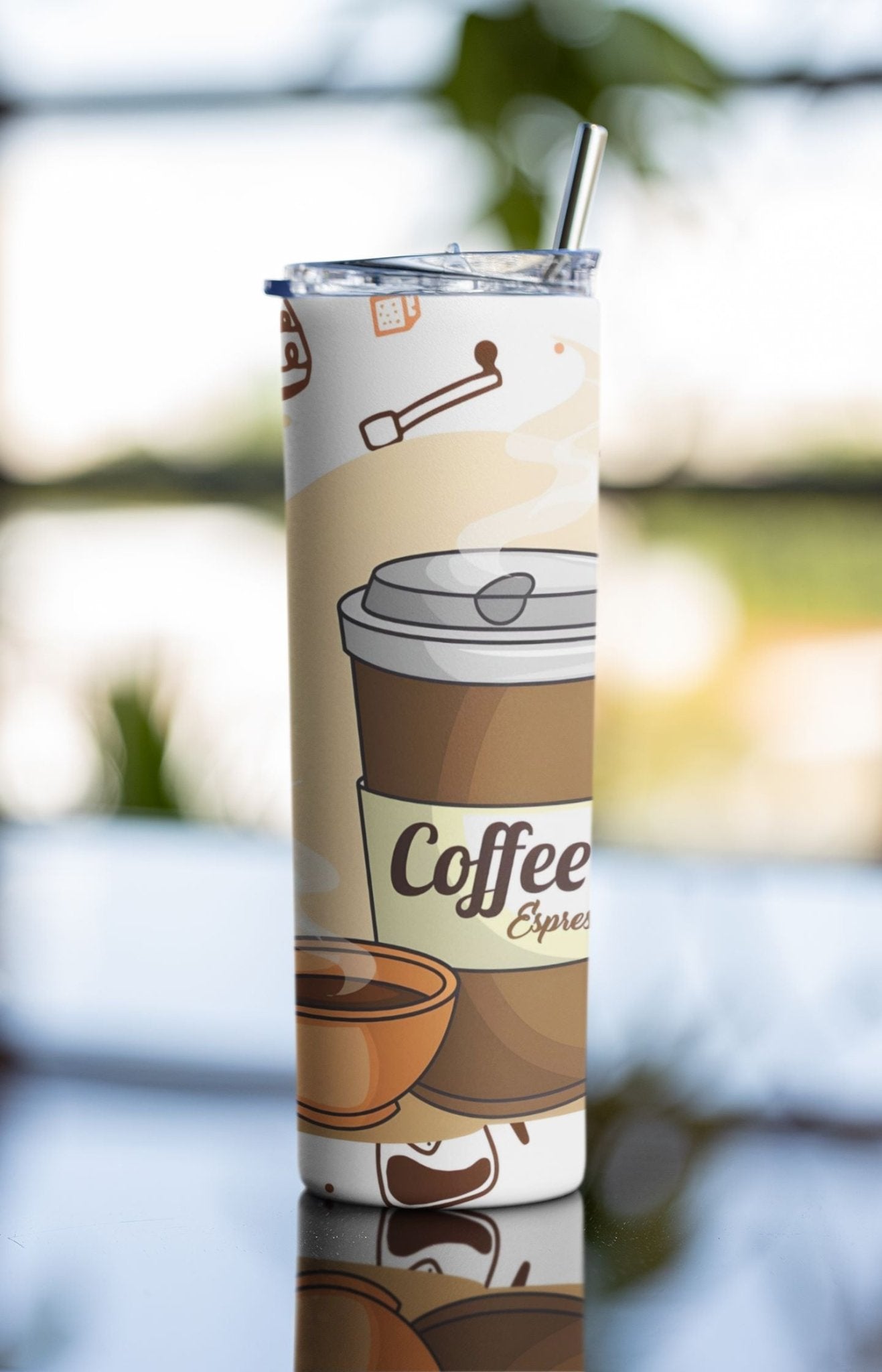 20 oz Skinny Coffee Travel Tumbler with Lid and Straw - Sip and Swag #038