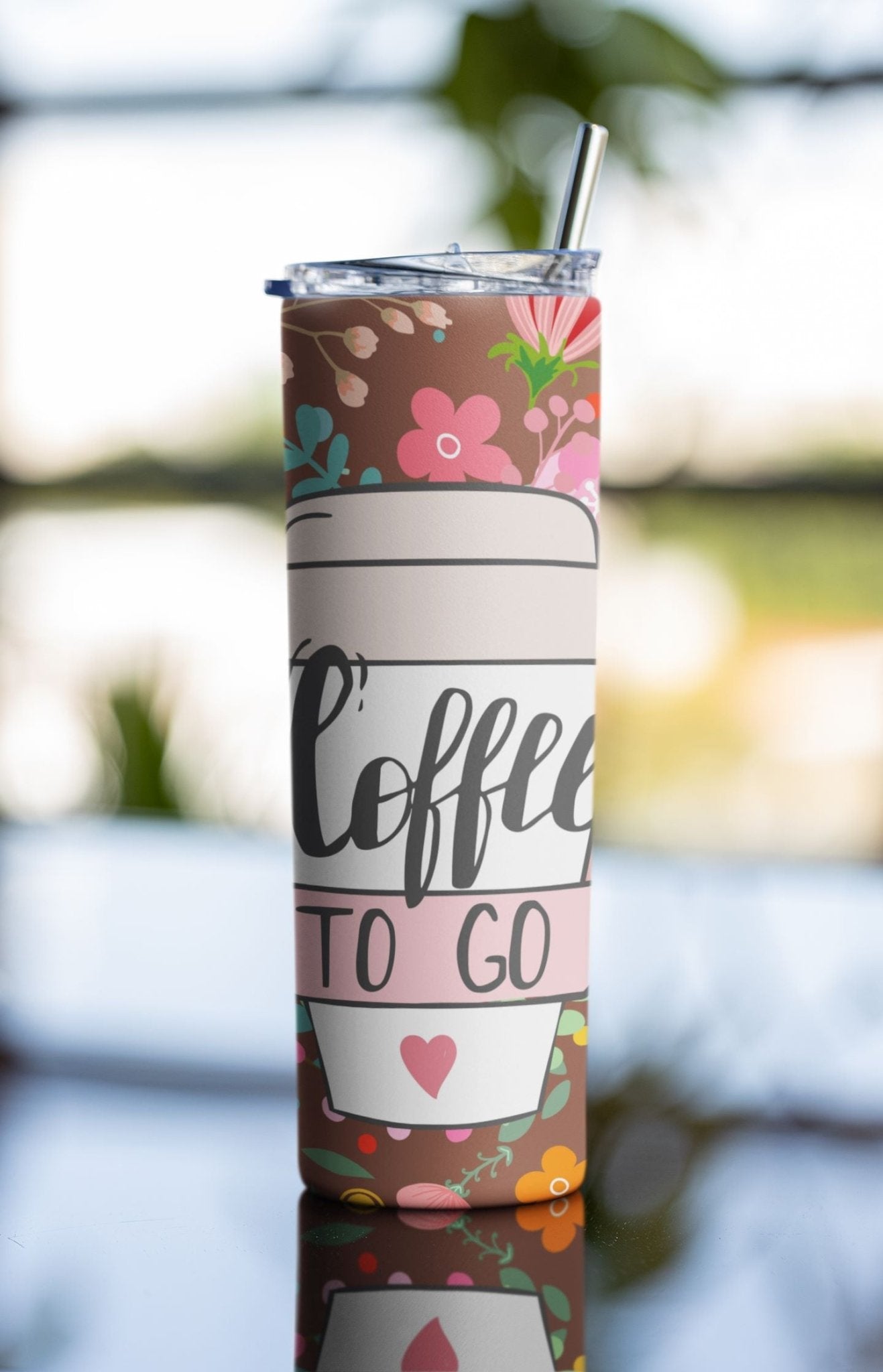 20 oz Skinny Coffee Travel Tumbler with Lid and Straw - Sip and Swag #039