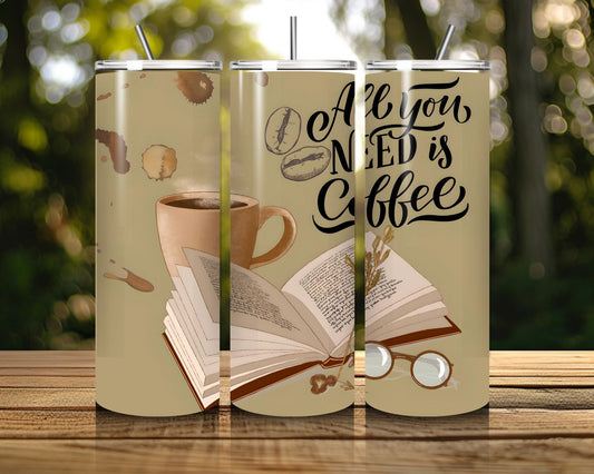 20 oz Skinny Coffee Travel Tumbler with Lid and Straw - Sip and Swag #040