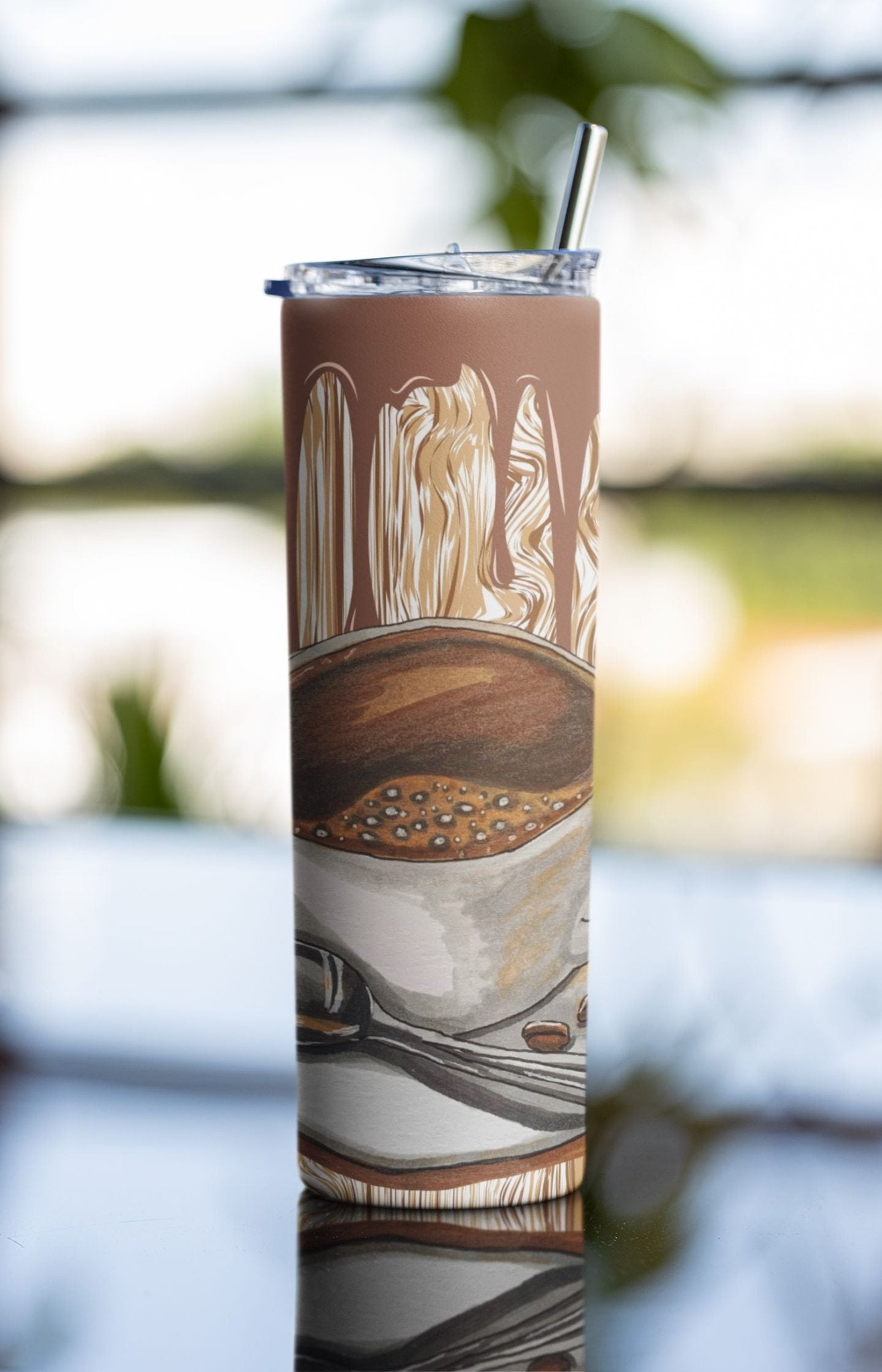 20 oz Skinny Coffee Travel Tumbler with Lid and Straw - Sip and Swag #042