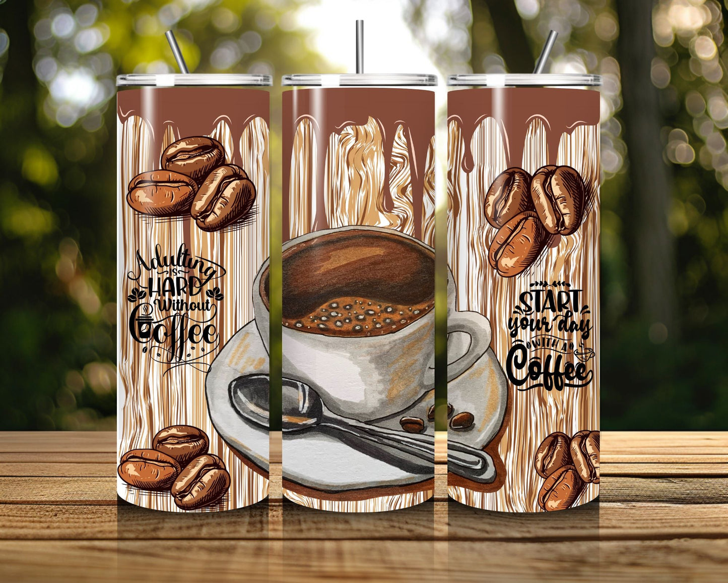 20 oz Skinny Coffee Travel Tumbler with Lid and Straw - Sip and Swag #042