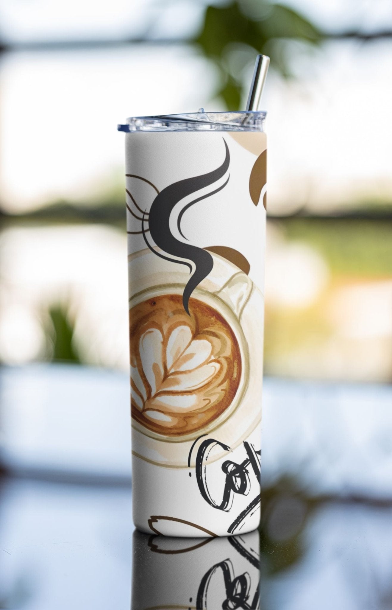 20 oz Skinny Coffee Travel Tumbler with Lid and Straw - Sip and Swag #043