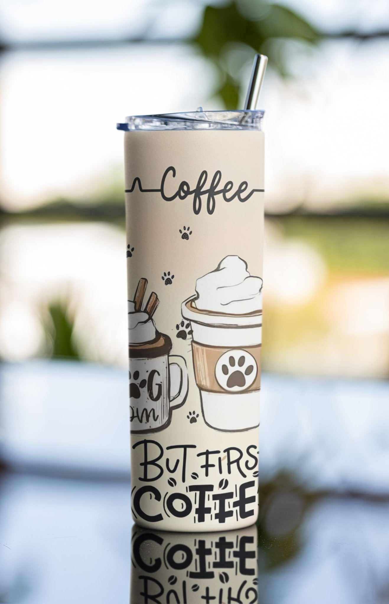 20 oz Skinny Coffee Travel Tumbler with Lid and Straw - Sip and Swag #044