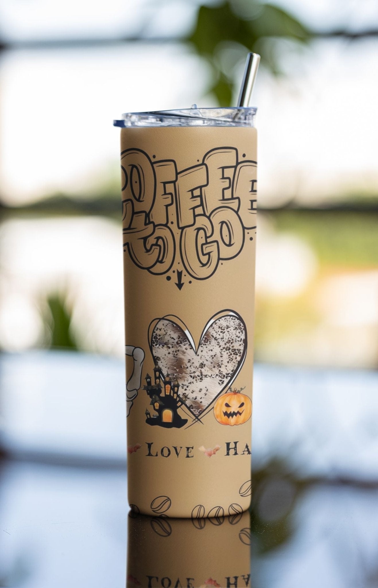 20 oz Skinny Coffee Travel Tumbler with Lid and Straw - Sip and Swag #045