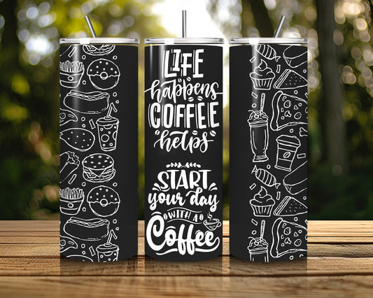 20 oz Skinny Coffee Travel Tumbler with Lid and Straw - Sip and Swag #048