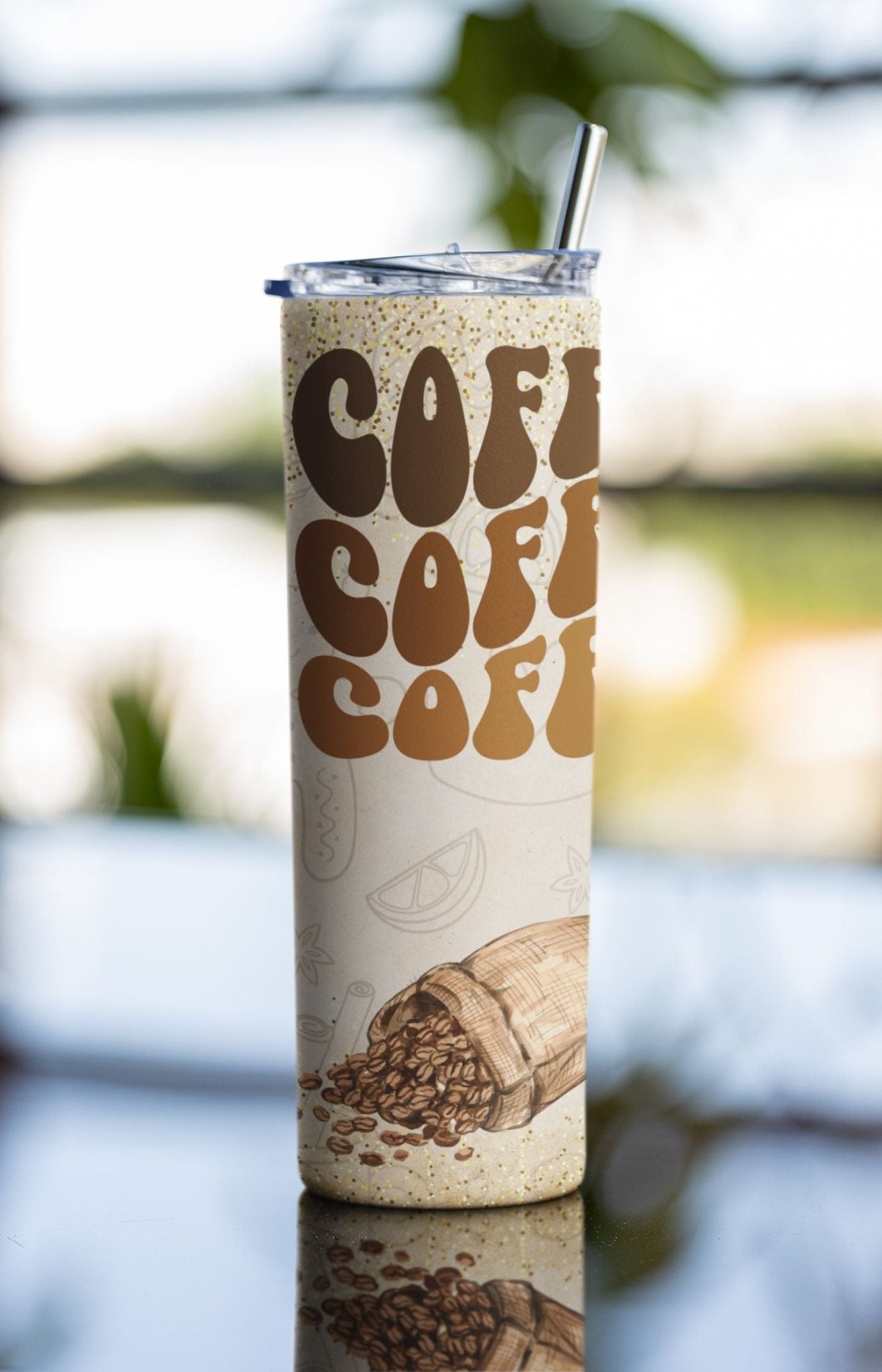 20 oz Skinny Coffee Travel Tumbler with Lid and Straw - Sip and Swag #049