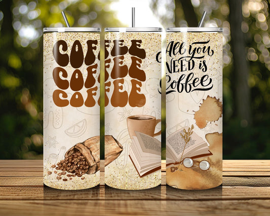 20 oz Skinny Coffee Travel Tumbler with Lid and Straw - Sip and Swag #049