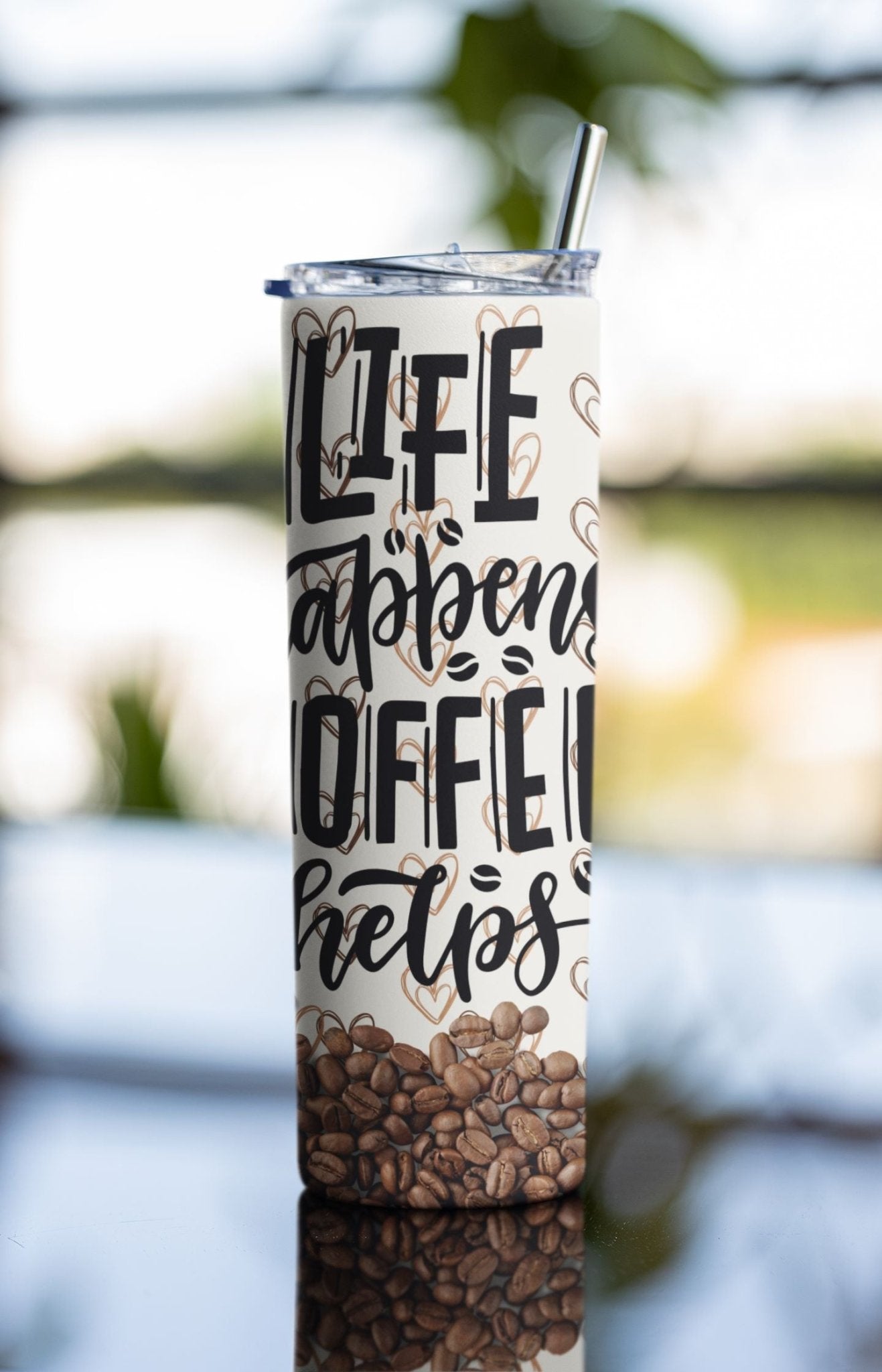 20 oz Skinny Coffee Travel Tumbler with Lid and Straw - Sip and Swag #050