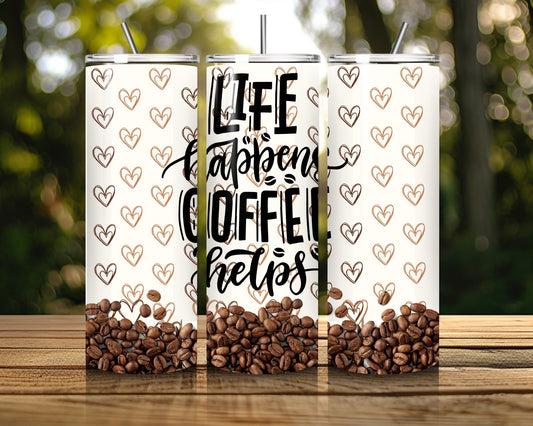 20 oz Skinny Coffee Travel Tumbler with Lid and Straw - Sip and Swag #050