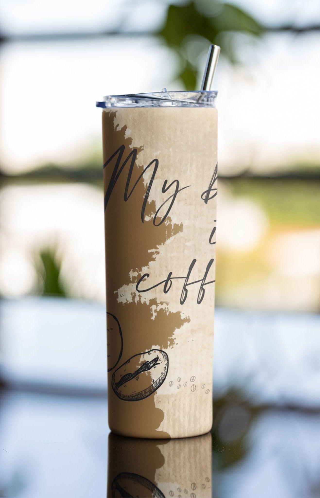 20 oz Skinny Coffee Travel Tumbler with Lid and Straw - Sip and Swag #054