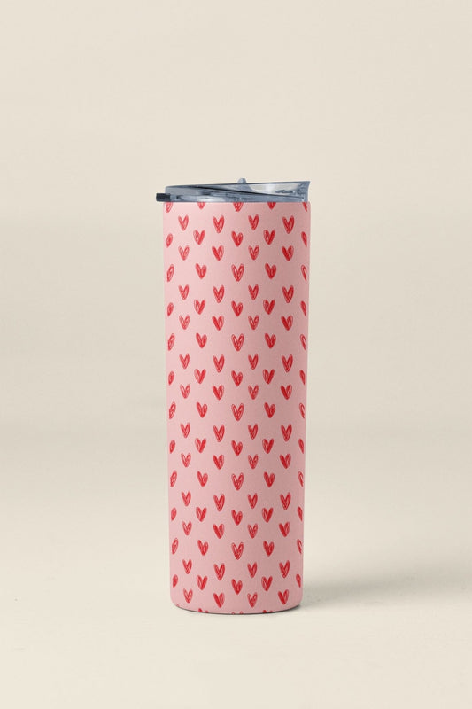 20oz Skinny Tumbler with Reusable Straw - Red Heart