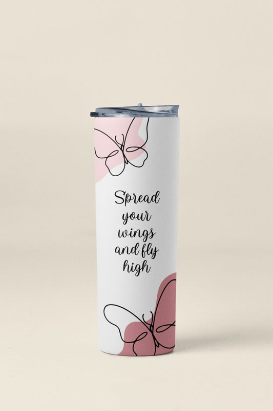 20oz Skinny Tumbler with Reusable Straw - Spread Your Wings