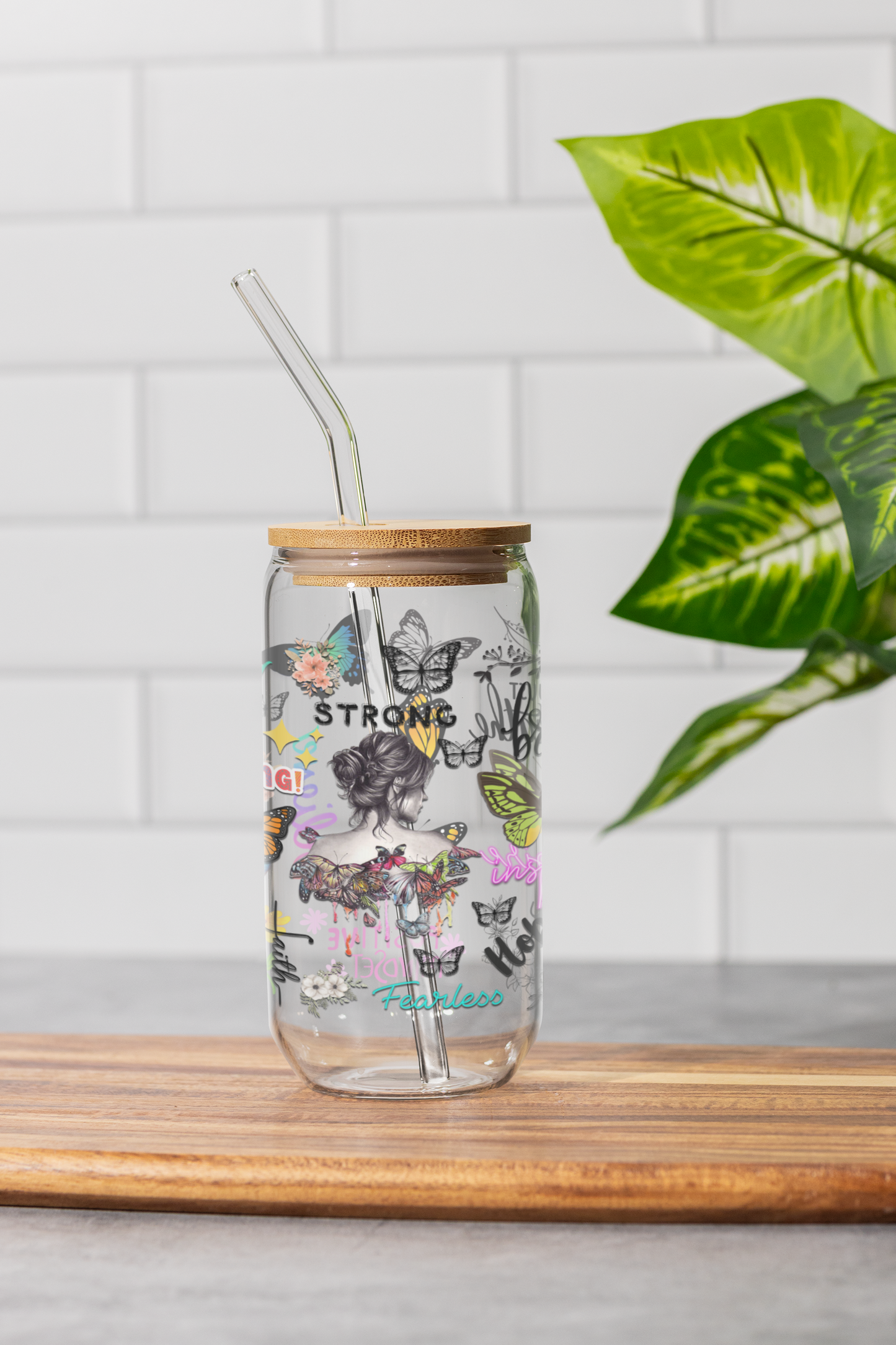 16 oz Clear or Frosted Can-Shaped Glass Cup #0023