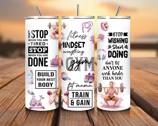 20 oz Skinny Coffee Travel Tumbler with Lid and Straw - Flex Appeal #012