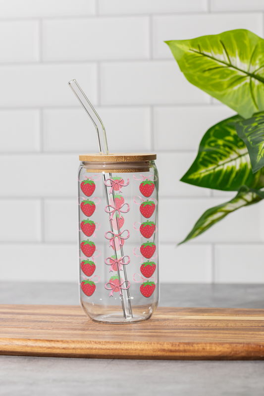 16 oz Clear or Frosted Can-Shaped Glass Cup #0025