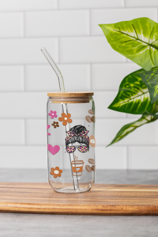 16 oz Clear or Frosted Can-Shaped Glass Cup #0027